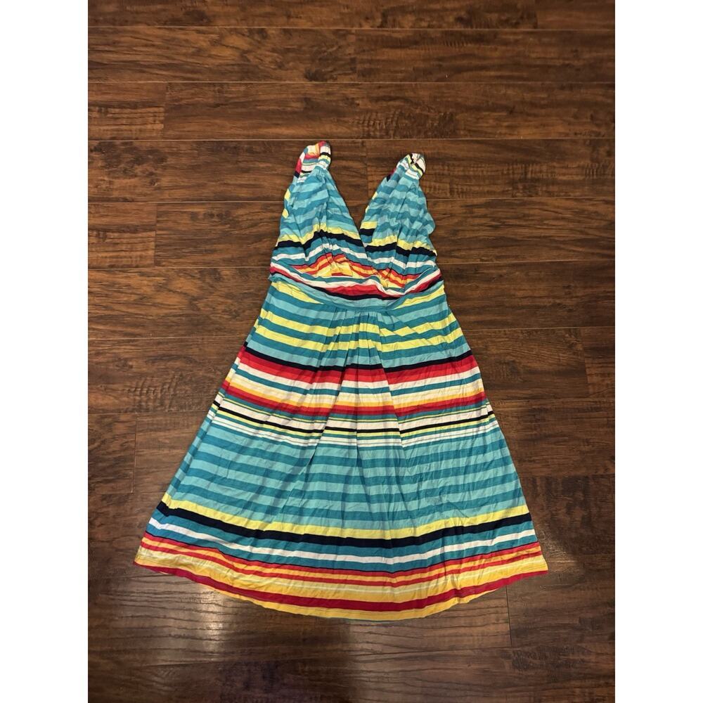Boston Proper Women Dress Sleeveless Striped V-Neck Mini M